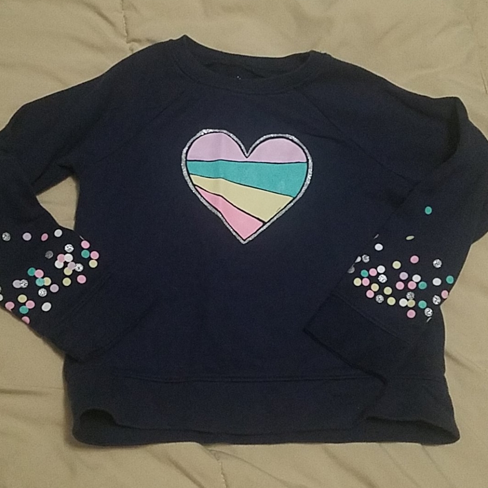 Navy long sleeve shirt w hearts